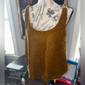 J Crew Vintage Gold Velvet Tank Top 8 Button Keyhole